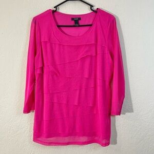 Alfani Round Neck 3/4 Sleeve Blouse Women Size Large Pink Office Career